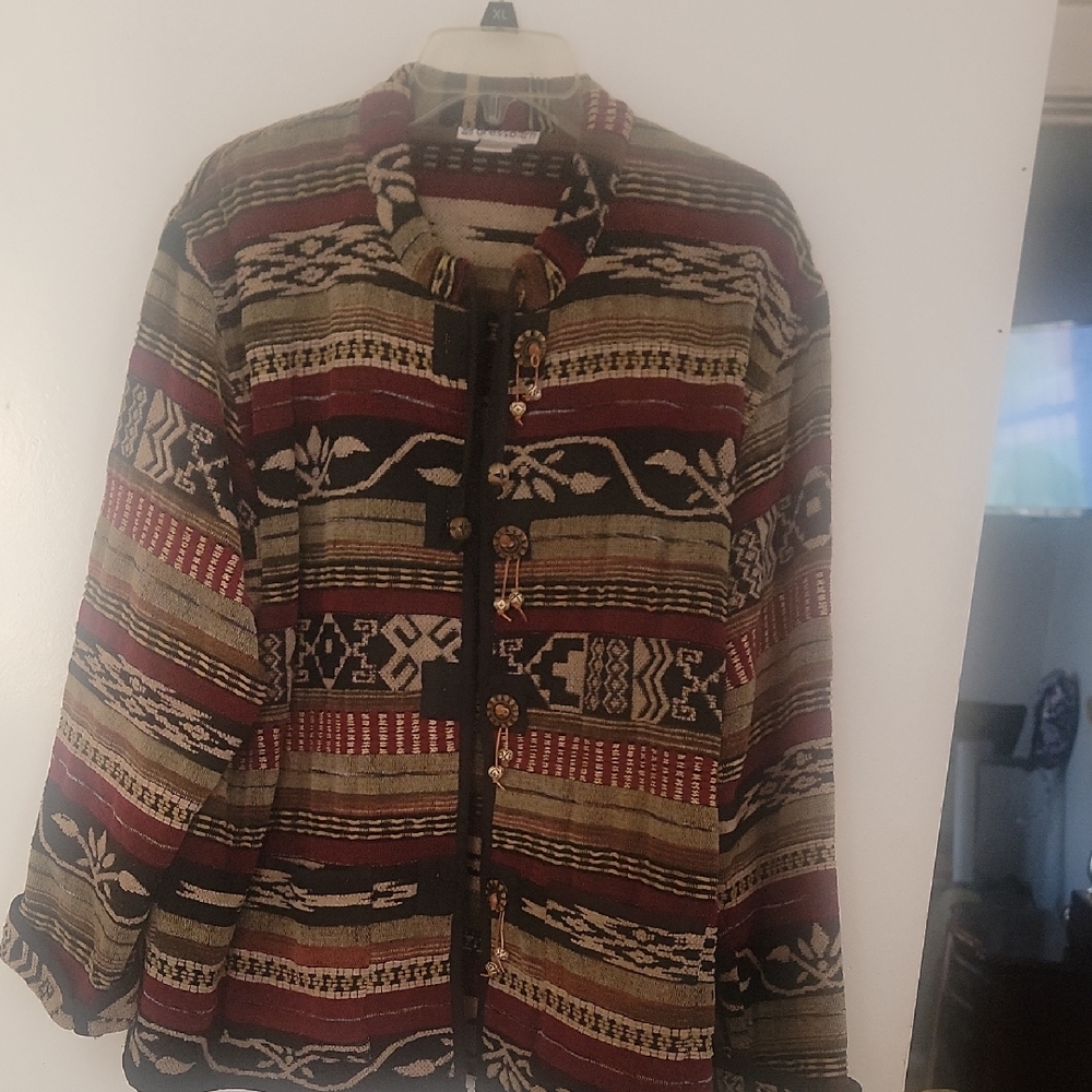 Dress Barn Ethnic Patterned Blazer with Earth Tones